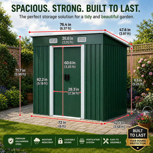 5x4ft metal garden shed - 6.5x4ft,