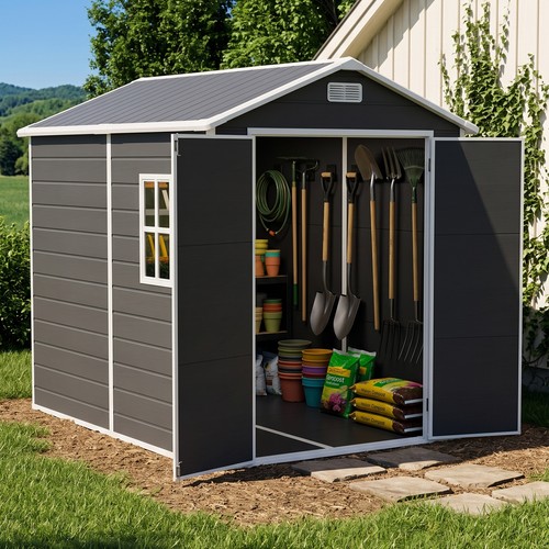 Plastic garden shed with - garden, floor