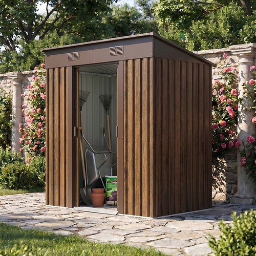 6x4ft brown wood effect metal - 6x4ft,