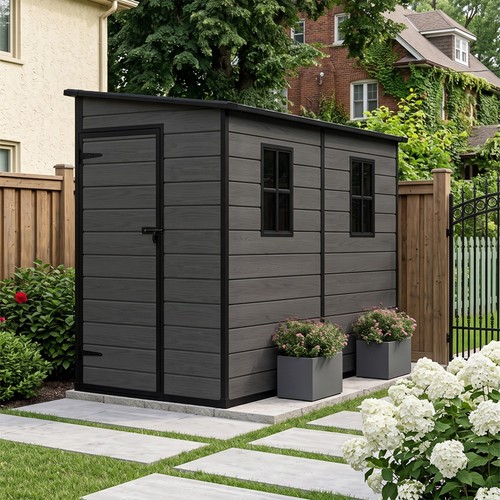 8x4ft plastic garden shed wood - garden,