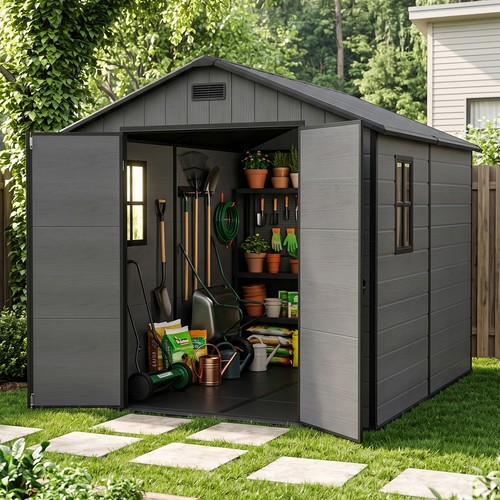 Plastic garden storage shed - garden,