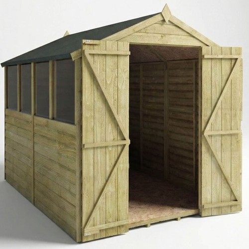8x6 wood garden shed double - wood,